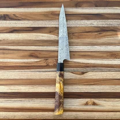 Alfredo Faccipieri Artisanal 175mm (7") Petty w/ Damasteel Bifrost Damascus and Yellow Maple Handle