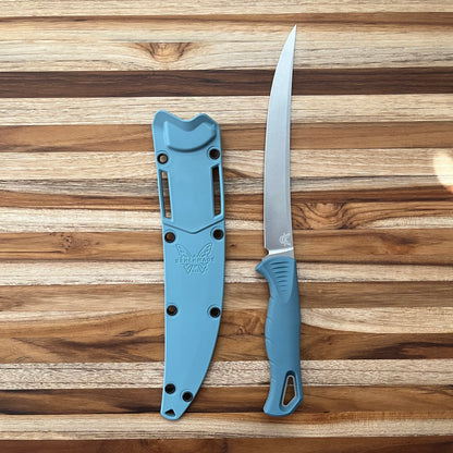 Benchmade Fishcrafter 7" Fillet Knife w/ Sheath & Depth Blue Santoprene