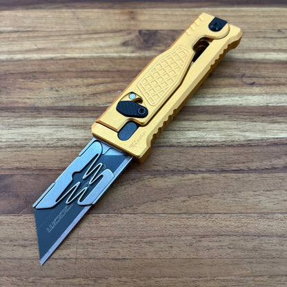 Reate Exo-U Gravity 2.5" Utility Knife w/ Yellow Diamond Handle