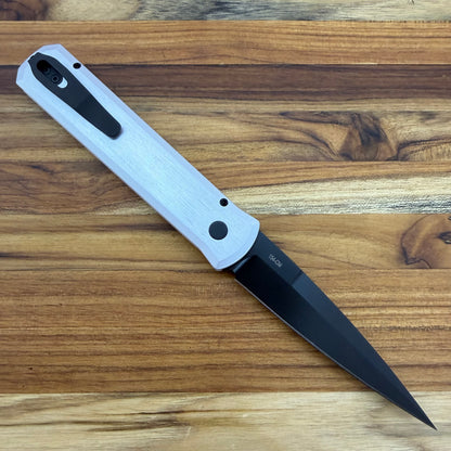 Pro-Tech Godfather 4" Auto w/ Black Blade &  Silver Aluminum Handle