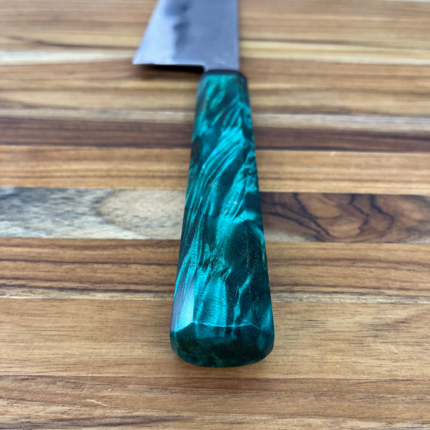 Patterson Forge Custom 230mm (9") Chef's Knife w/ Stabilized Green Maple Handle