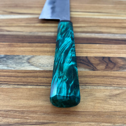 Patterson Forge Custom 230mm (9") Chef's Knife w/ Stabilized Green Maple Handle