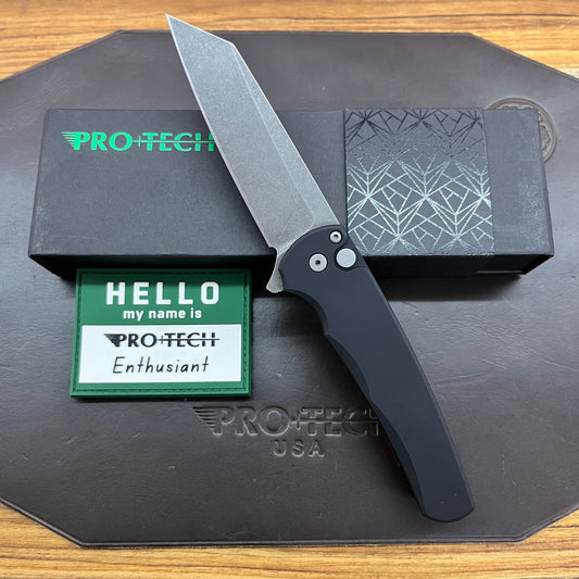Pro-Tech Malibu 3.25" Flipping Knife w/ Acid Wash Blade & Black Aluminum Handle