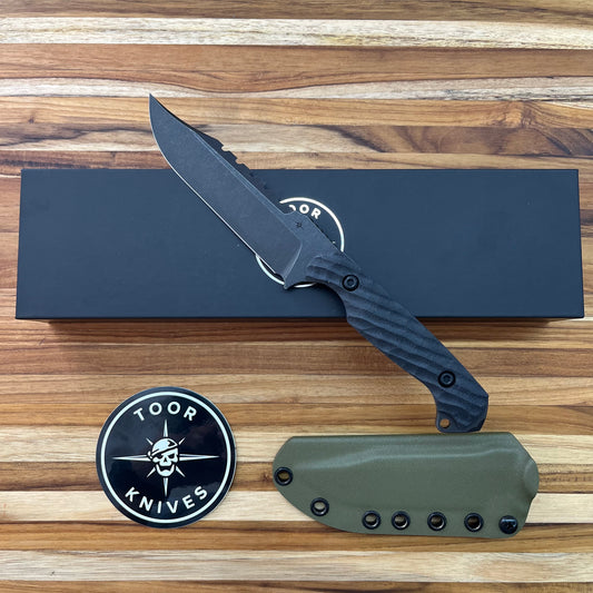 Toor Frontline 4.5" Bomber Black Crewman w/ Sheath