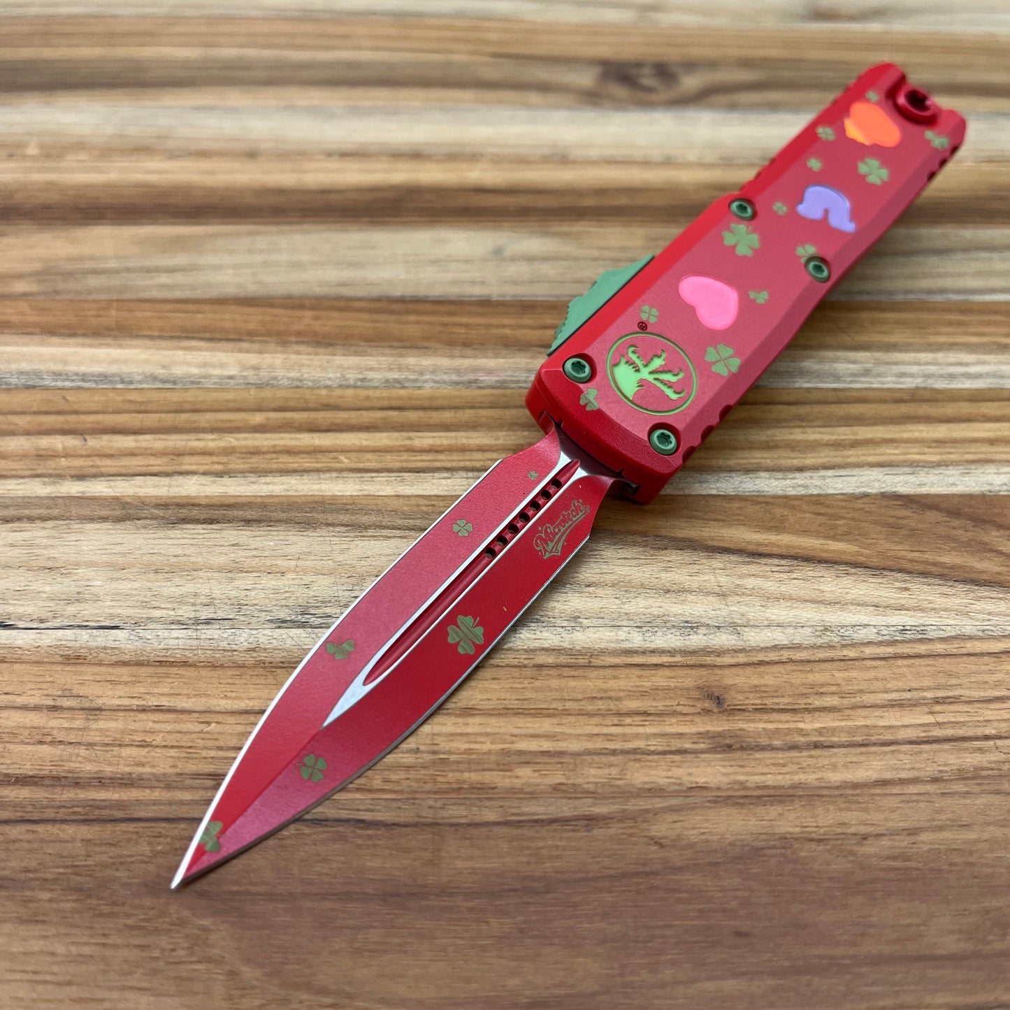 Microtech Signature Series UTX-85 GEN IV D/E 3.11" OTF Auto w/ St. Patrick's Day Handle