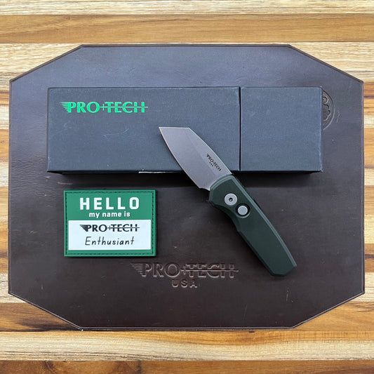 Pro-Tech Runt 5 2" Stonewash Auto w/ MagnaCut & Green Aluminum Handle