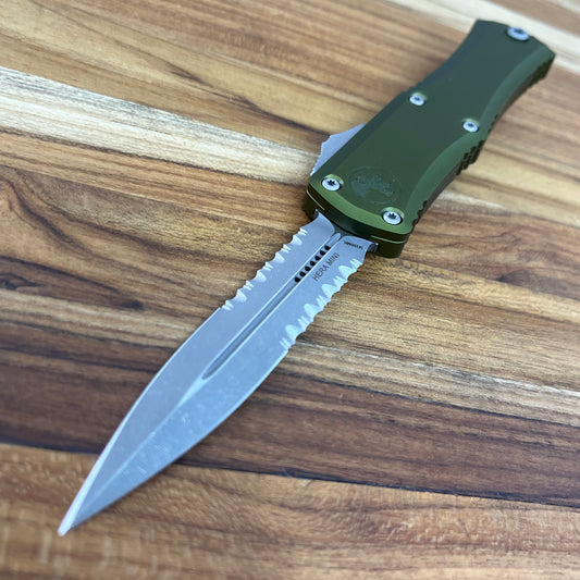Microtech Hera II Mini D/E 3" P/S OTF w/ OD Green Aluminum Handle