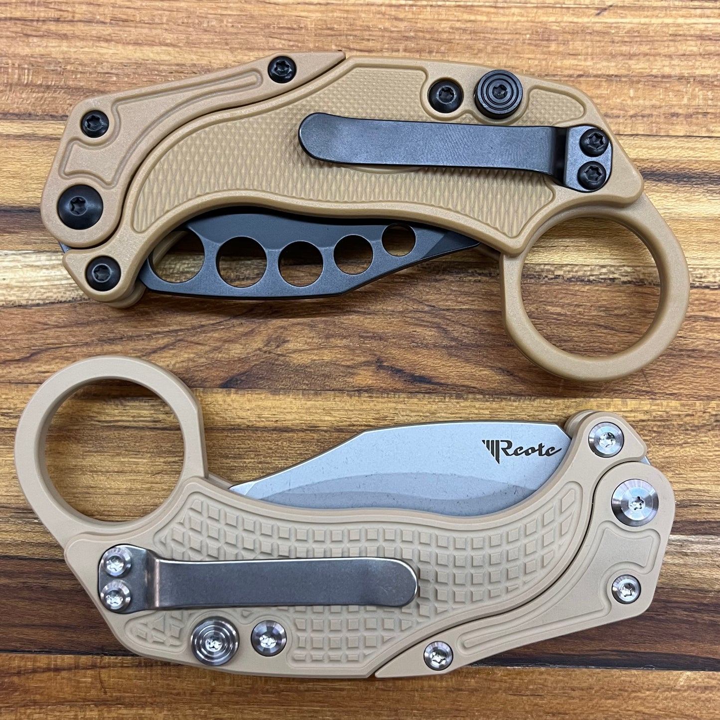 Reate EXO-K 3" Stonewash Tan Gravity Karambit w/ Trainer Knife