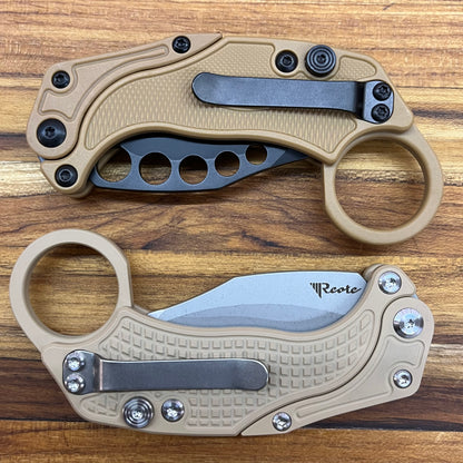 Reate EXO-K 3" Stonewash Tan Gravity Karambit w/ Trainer Knife