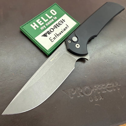 Pro-Tech Mordax 3.5" Flipping Knife w/ Acid Wash Blade & Black Aluminum Handle