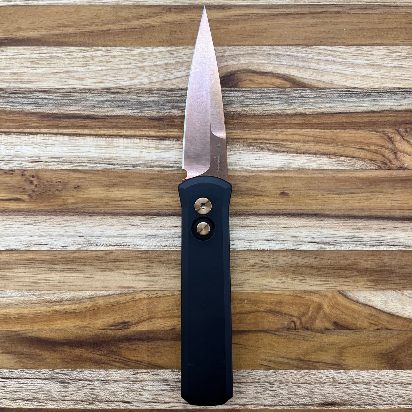 Pro-Tech Godson 3.15" Auto w/ Rose Gold Blade & Hardware