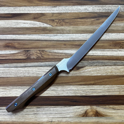 Meglio Semi-Custom 8" Satin Offset Fillet Knife w/ Congolese Birchwood Handle