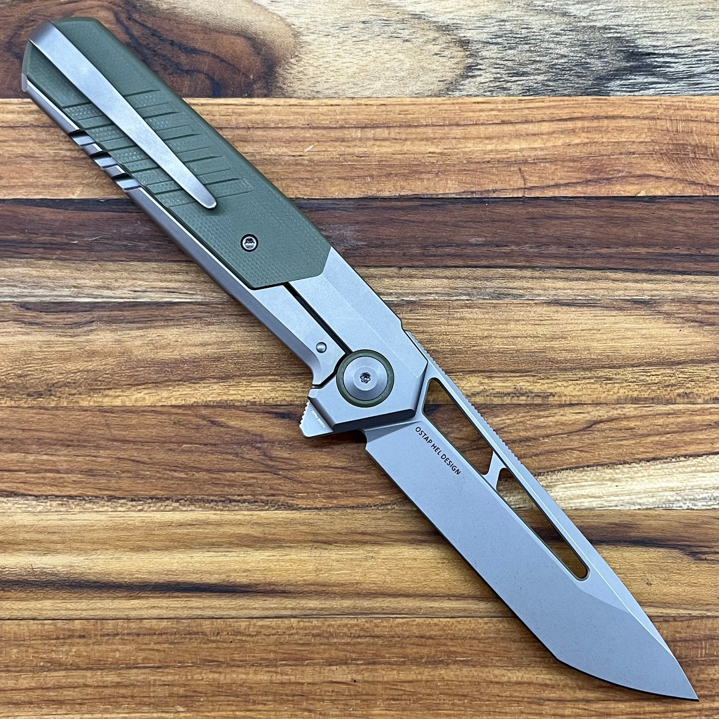 WE Knife Arsenal 3.56" Flipping Knife w/ Titanium Handle & Green G10 Overlay
