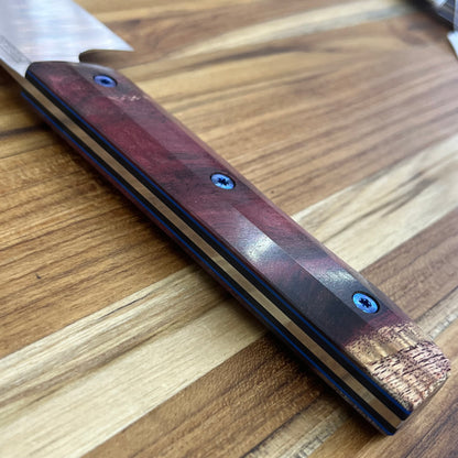 Meglio Blade Show Semi-Custom 6.5" Satin Kiritsuke w/ Lasered Phoenix & Red Primavera Handel