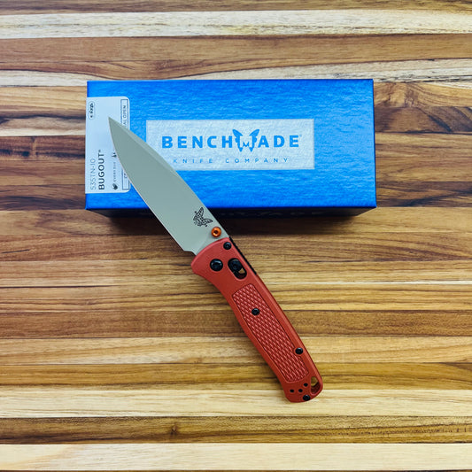 Benchmade Bugout 3.25" Folding Knife w/ Rust Orange Grivory Handle