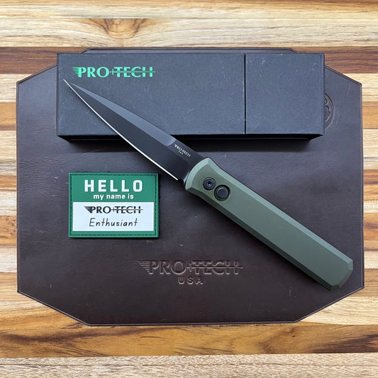 Pro-Tech Godfather 4"  DLC Auto w/ OD Green Aluminum Handle