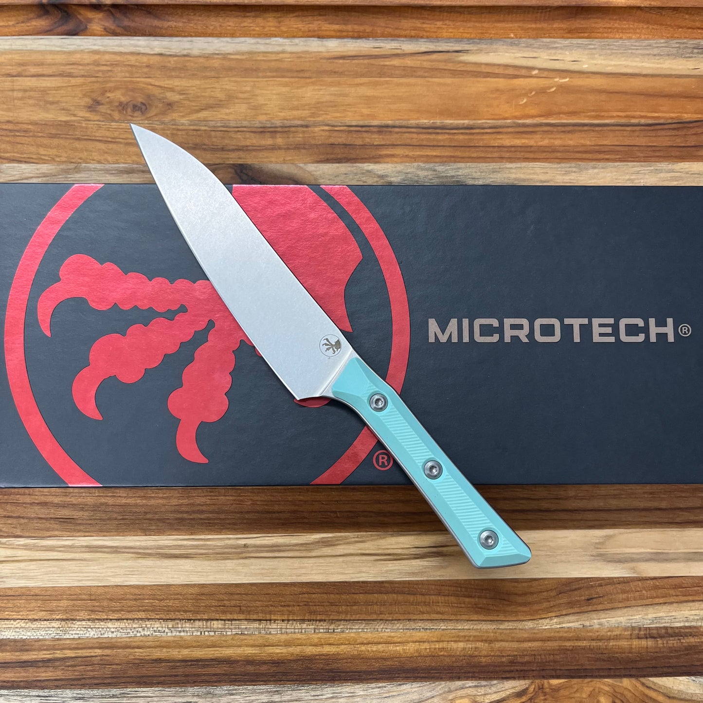 Microtech Culinary 6" Utility Knife w/ Caribbean Blue G10 Handle