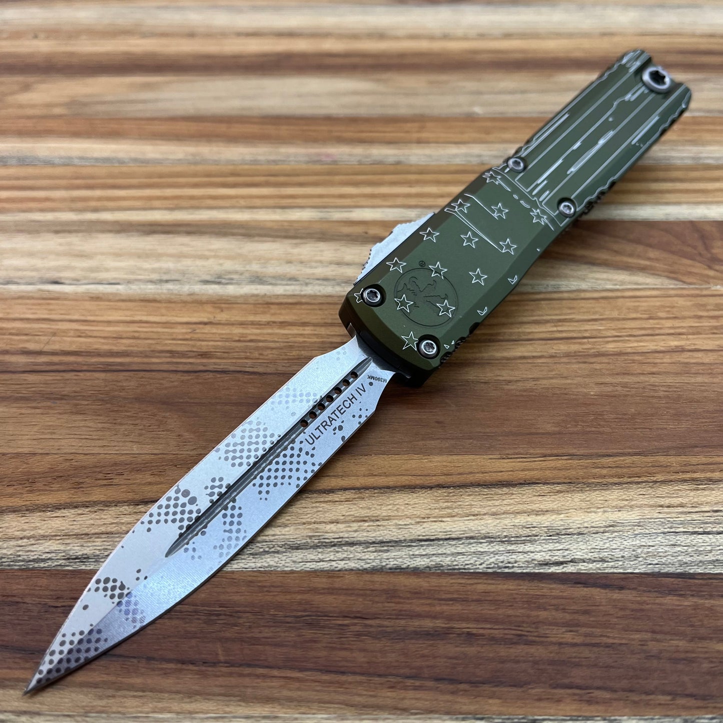 Microtech Ultratech Gen IV D/E 3.5" OTF w/ OD Green Hero Aluminum Handle