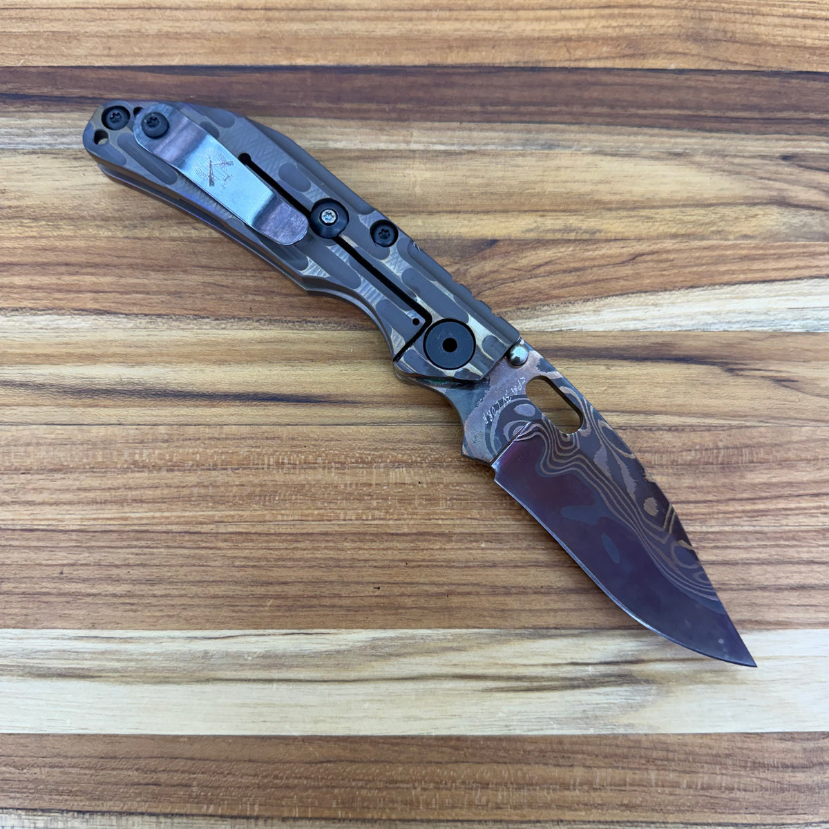 Dwyer Custom Goods BBNM 3" Folding Knife w/ Milled Thermal Antique Bronze Titanium Handle