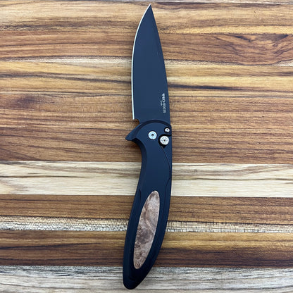 Pro-Tech *Limited Edition* Cambria Flipper 3.5" Folding Knife w/ Mosaic Pin & Maple Burl Inlay