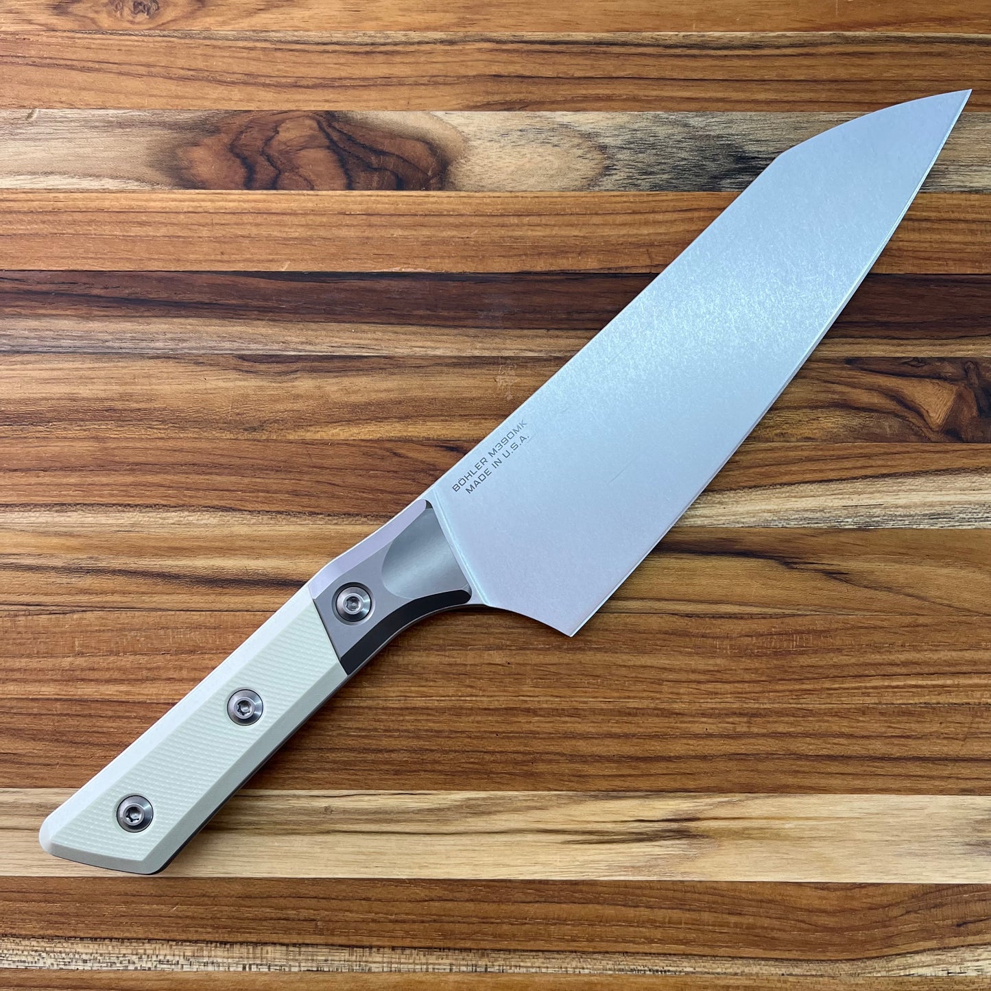 Microtech Culinary 8" Chef's Knife w/ Titanium Bolster & Ivory G10 Handle
