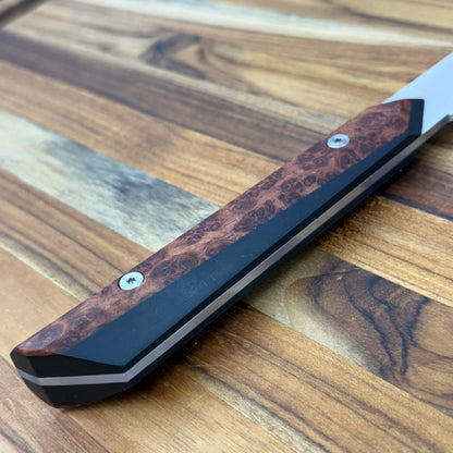 Enceladus Custom 200mm (8") K-Tip Gyuto w/ Amboyna Burl & Richlite Handle