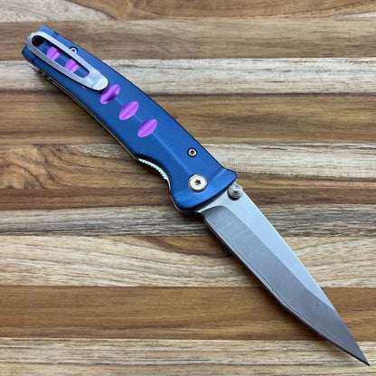 Mcusta USA Katana 3.5" Folding Knife w/ Blue & Violet Aluminum Handle