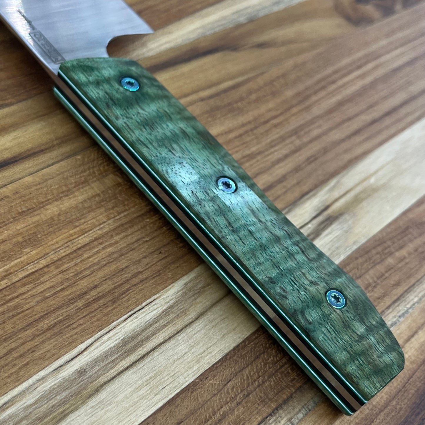 Meglio Blade Show Semi-Custom 6.5" Satin Kiritsuke w/ Green Mango Handle