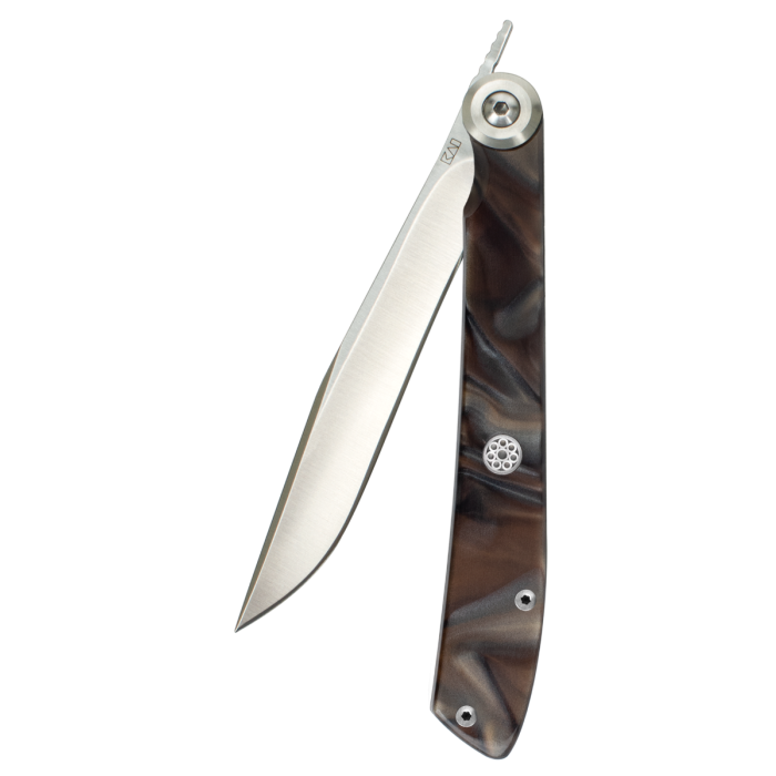 Kai Personal Folding Steak Knife 3.25" w/ Marble Handle and Sheath