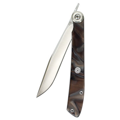 Kai Personal Folding Steak Knife 3.25" w/ Marble Handle and Sheath