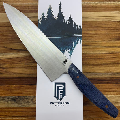 Patterson Forge Semi-Custom 200mm (8") Chef's Knife w/ Denim Micarta Handle & Copper Hardware