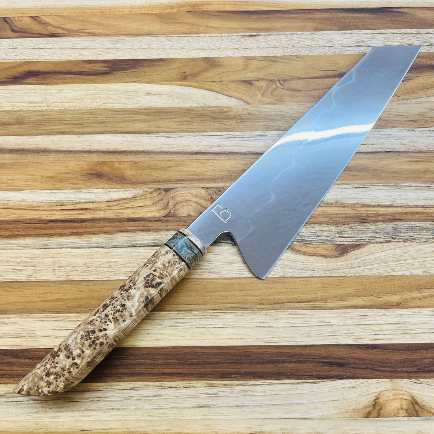 Baldwin Blades 215mm (8.5") Gyuto w/ K-Tip and Black Ash Burl Handle