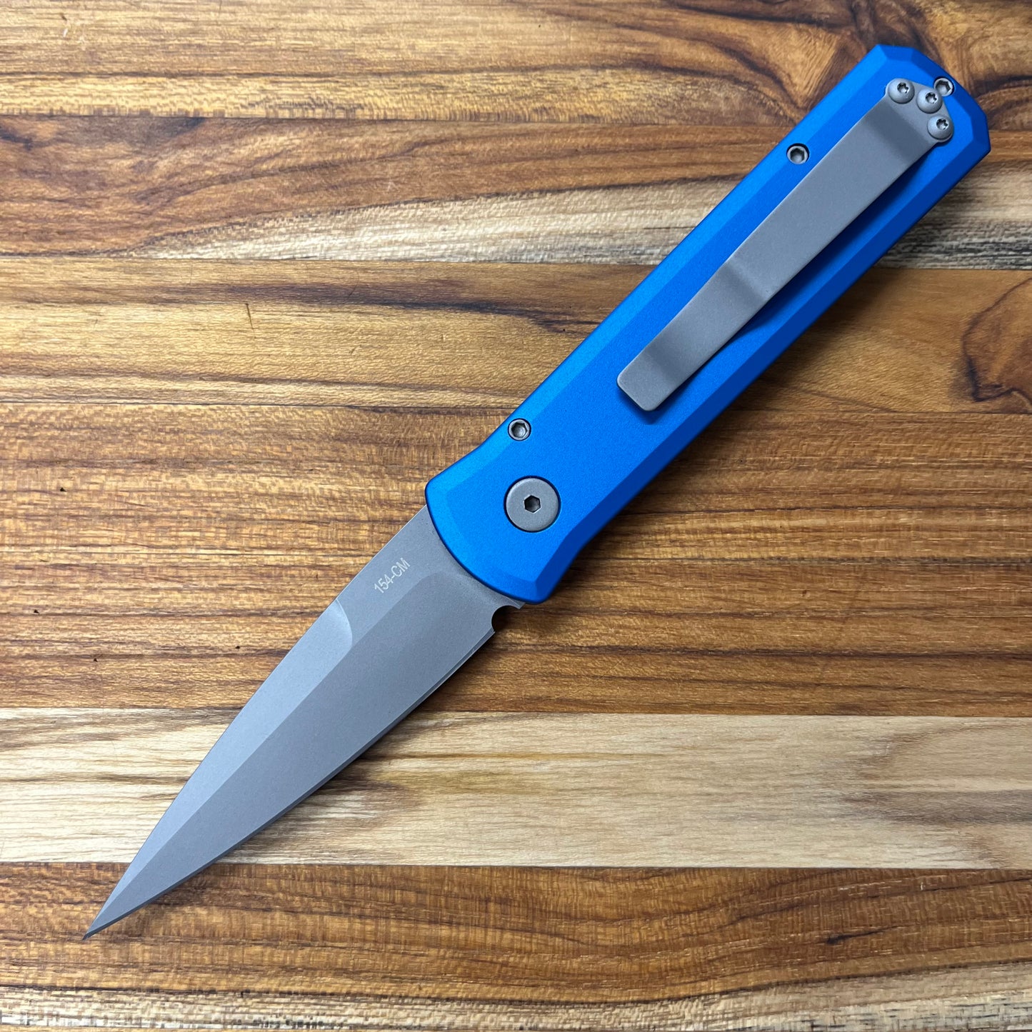 Pro-Tech Godson 3.15" Left-Handed Auto w/ Blue Aluminum Handle