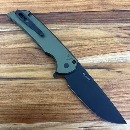 Pro-Tech Mordax 3.5" Flipping Knife w/ Black DLC Blade & Green Aluminum Handle