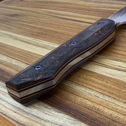 Meglio Blade Show Custom 10" PD#1 Sakimaru Sujihiki w/ S-Grind & Orange Dark Matter Carbon Fiber Handle