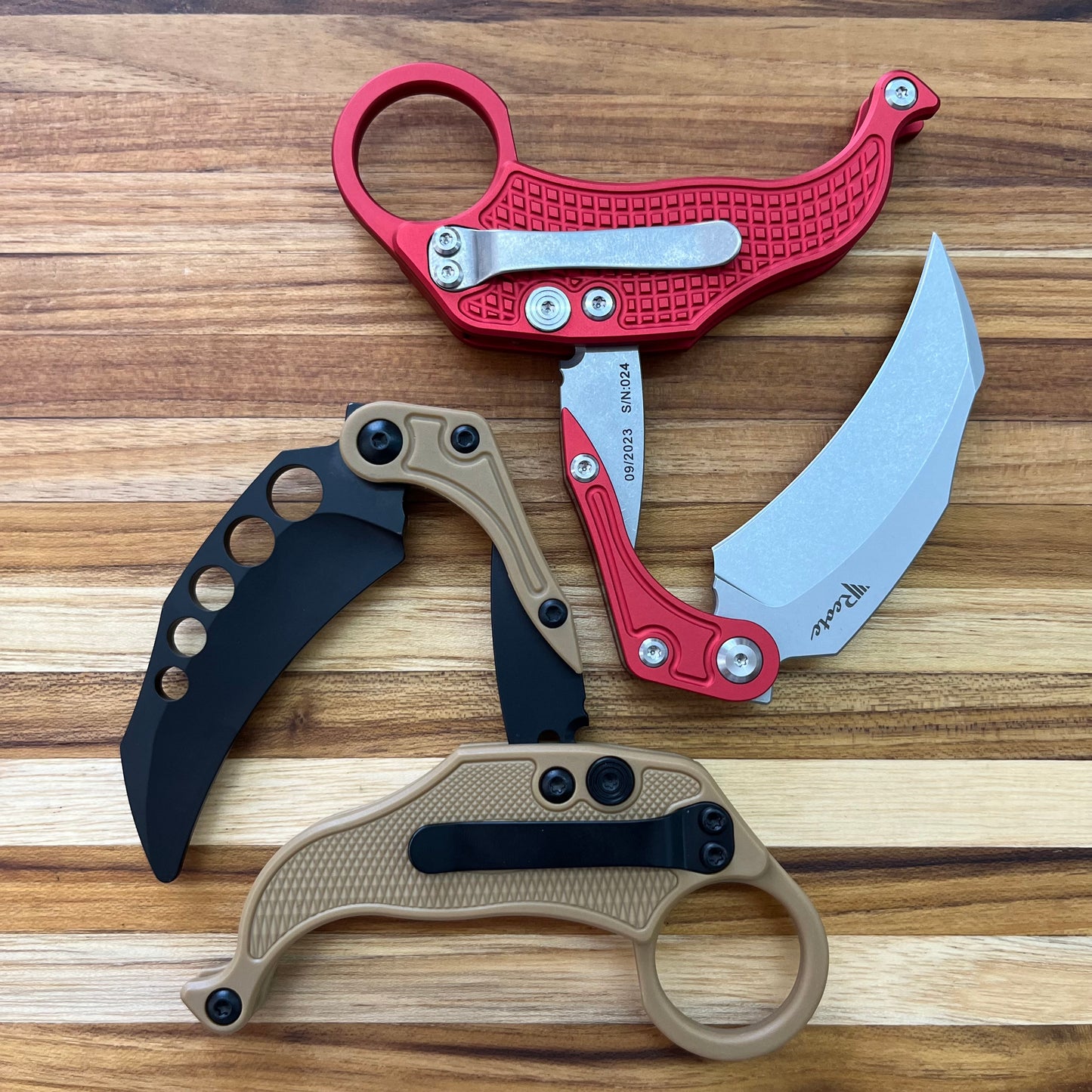 Reate EXO-K 2.75" Red Gravity Karambit w/ Trainer Knife