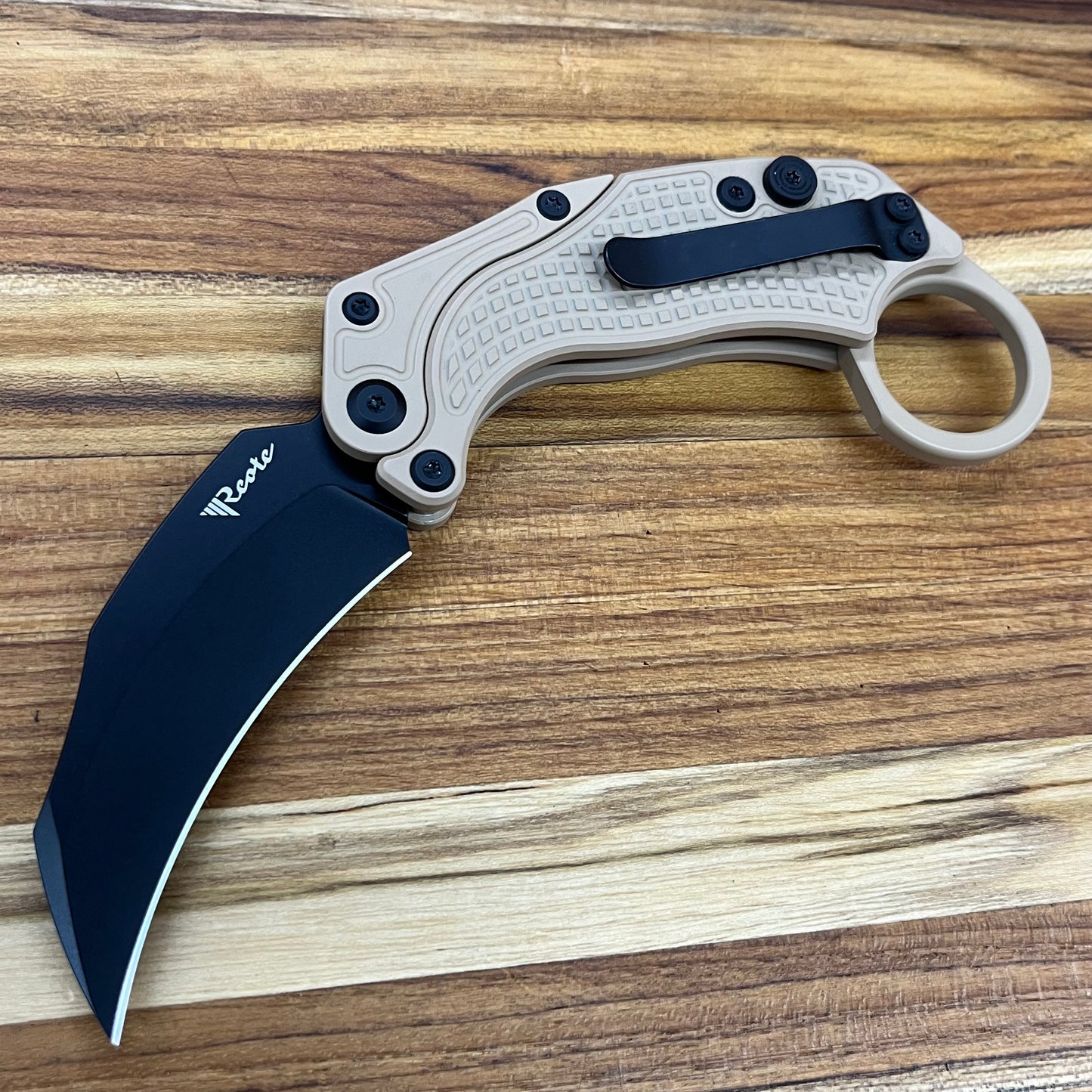 Reate EXO-K 3" PVD Tan Gravity Karambit w/ Trainer Knife