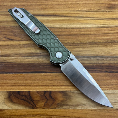 Pro-Tech TR-3 Integrity 3.5" Folding Knife w/ Green Battleworn Reptile Texture Aluminum Handle