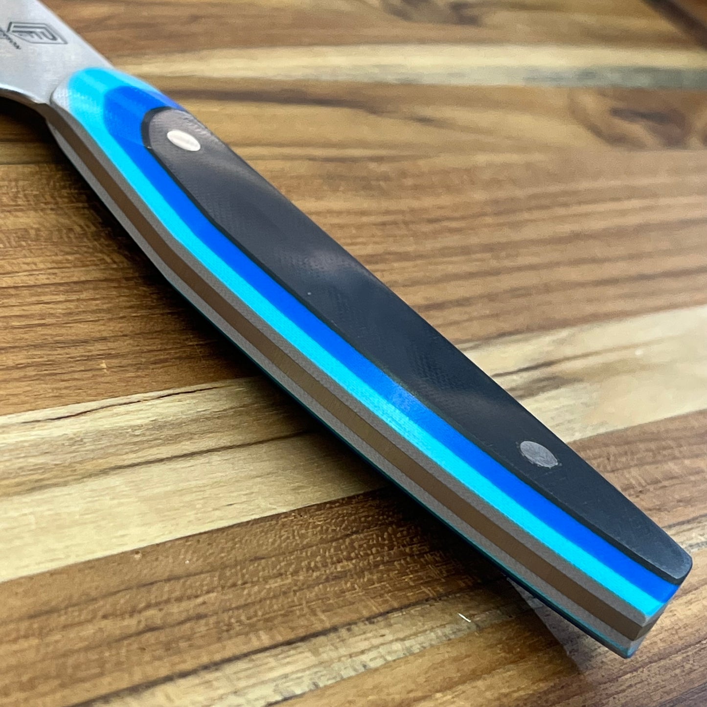 Patterson Forge Semi-Custom 165mm (6.5") Santoku w/ Retro Blue TRD G10 Handle