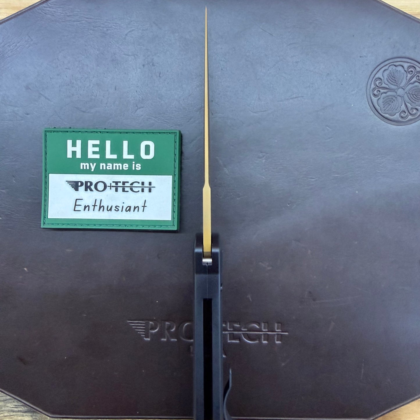 Pro-Tech Godfather 4" Auto w/ Tan Blade & Black Aluminum Handle