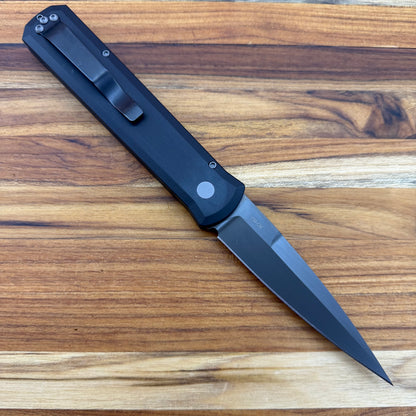 Pro-Tech Godfather 4" Auto w/ Smoky Grey Blade & Black Aluminum Handle