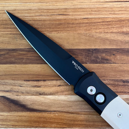 Pro-Tech Godfather 4” DLC Auto w/ Ivory Micarta Handle