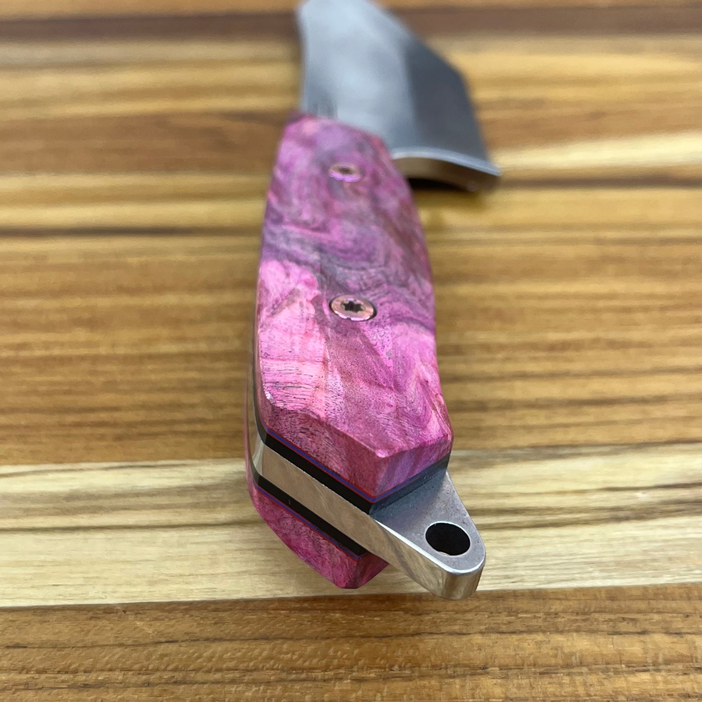 Meglio Blade Show Semi-Custom H-Series 4" Outdoor Kitchen Knife w/ Magenta Box Elder Handle