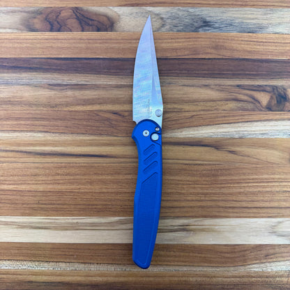 Pro-Tech Avalon 4.25" Folding Knife w/ Knurled Blue Aluminum Handle