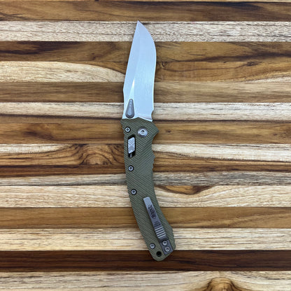 Microtech Amphibian 3.9" Stonewash Folding Knife w/ RAM-LOK & Fluted OD Green G10 Handle