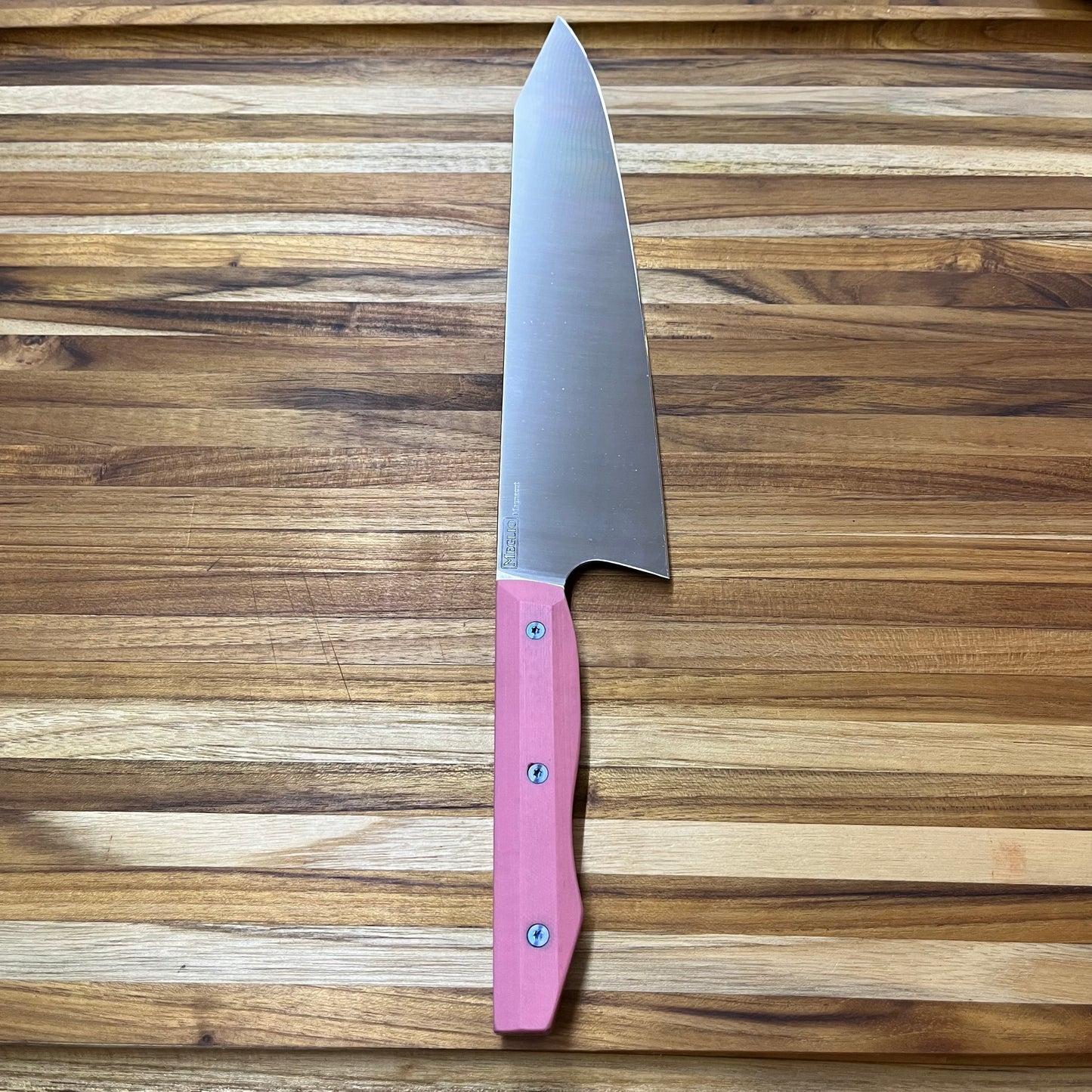 Meglio Production 10" Satin Kiritsuke 2.0 w/ Pink G10 Handle