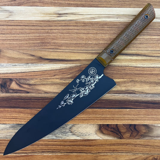 Greg Cimms Custom Sparrow 220mm (8.5") Chefs Knife w/ Ultem Handle