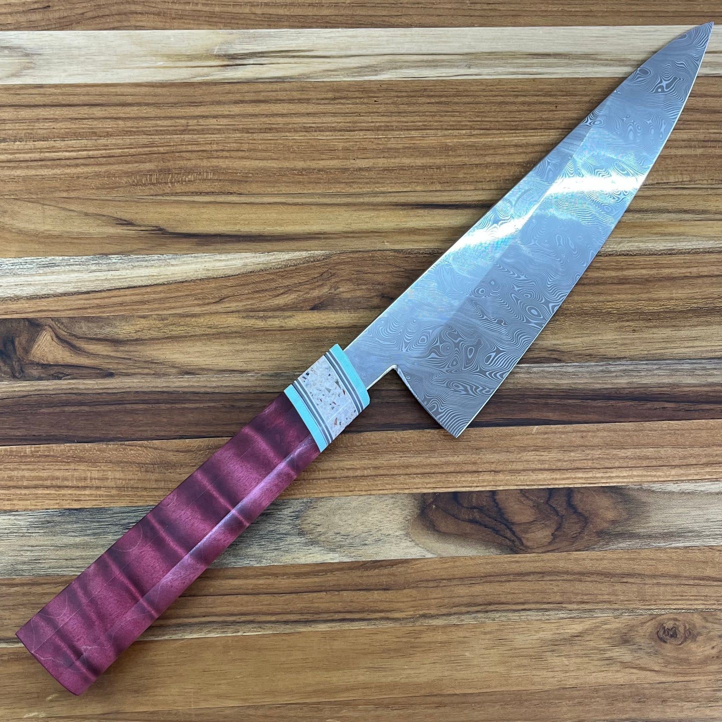 3rd Hill Customs Damasteel 215mm (8.5") Gyuto w/ Red Curly Maple Handle