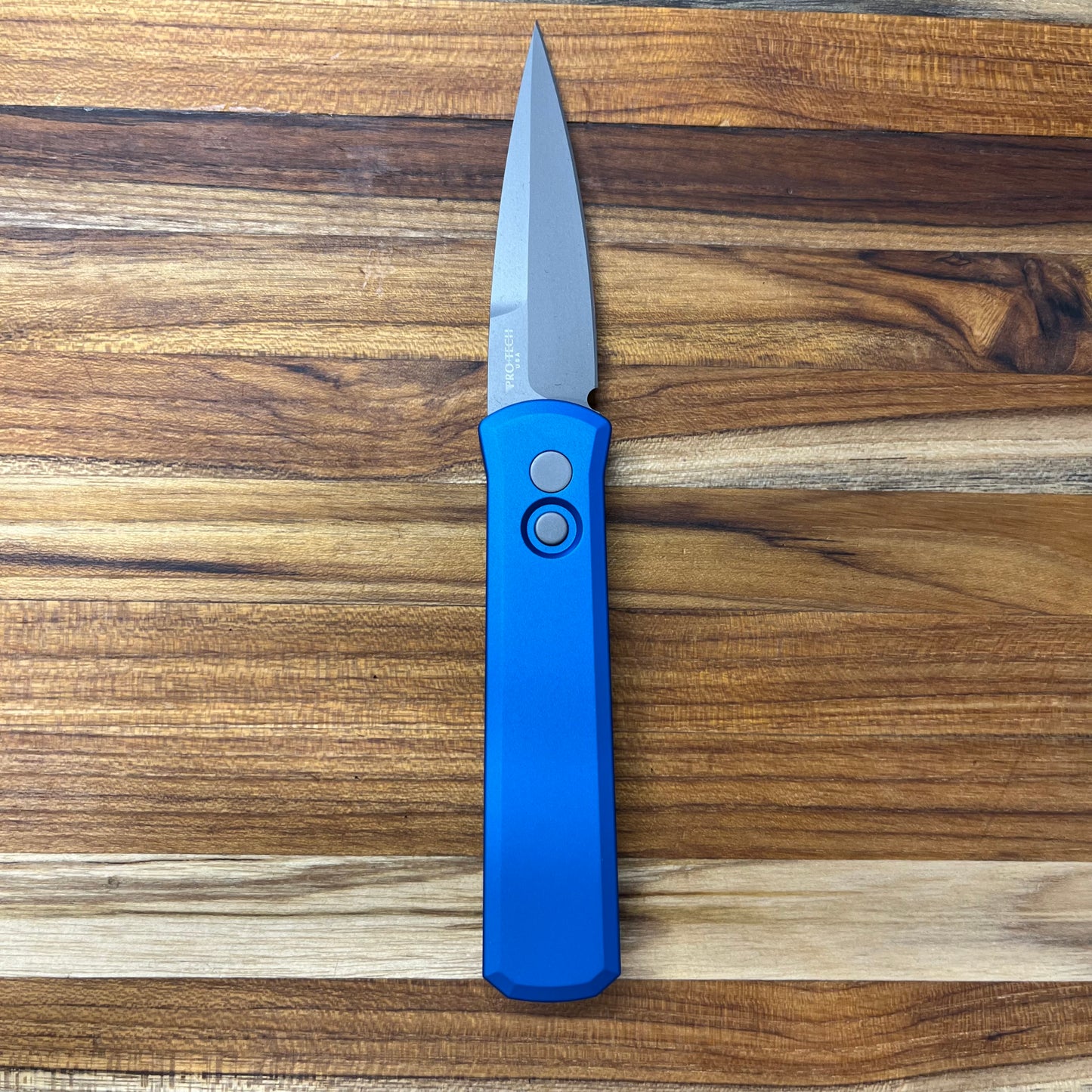 Pro-Tech Godson 3.15" Left-Handed Auto w/ Blue Aluminum Handle