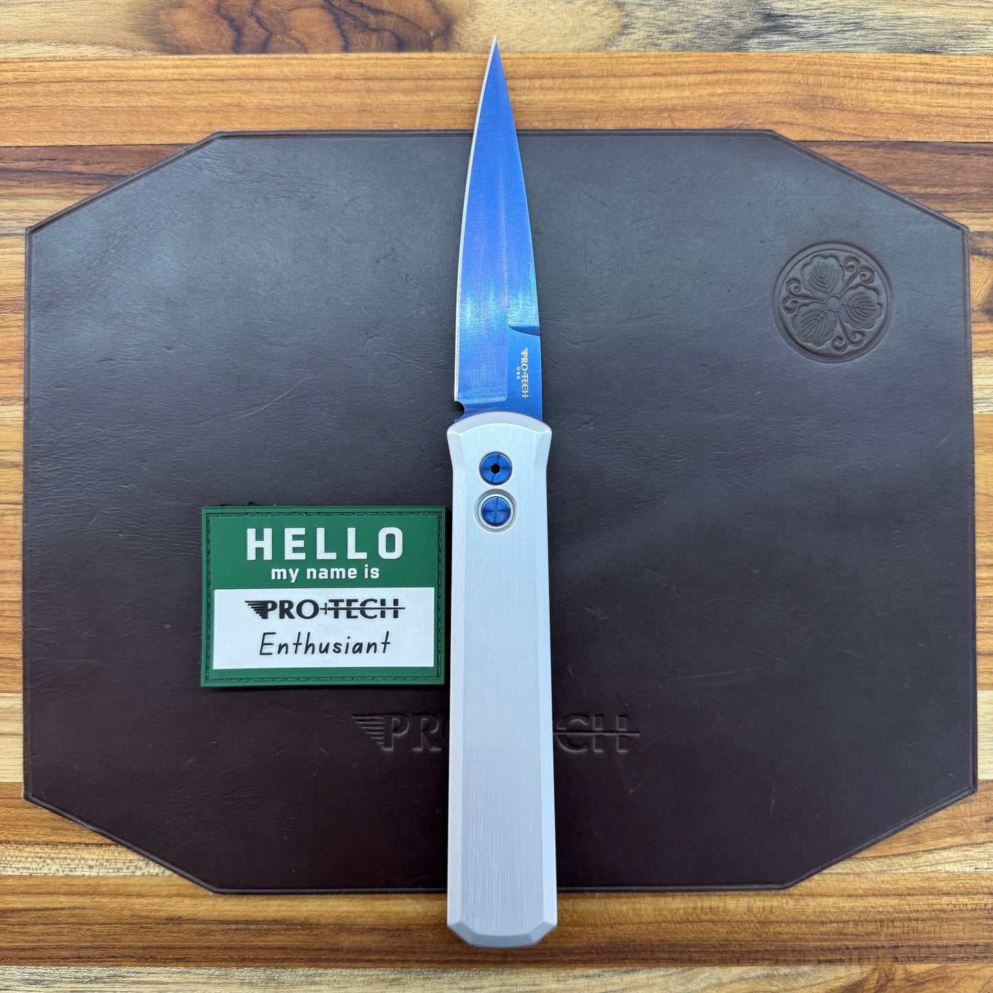 Pro-Tech Blade Show Godfather 4" Auto w/ Sapphire Blade & Satin Silver Aluminum Handle